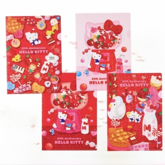 Sanrio Hello Kitty 50th Anniversary File Folder Set 4 Pack - Picture 1 of 6